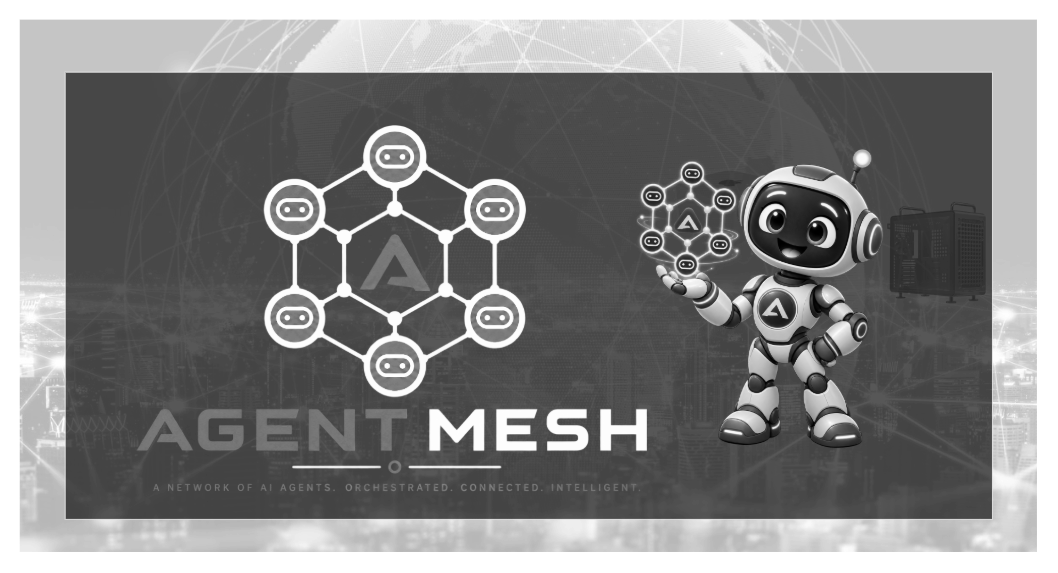 The agent mesh logo and agent character