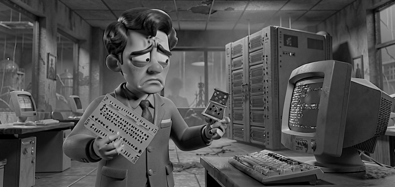 A software developer in the punch card era dealing with the arrival of terminals