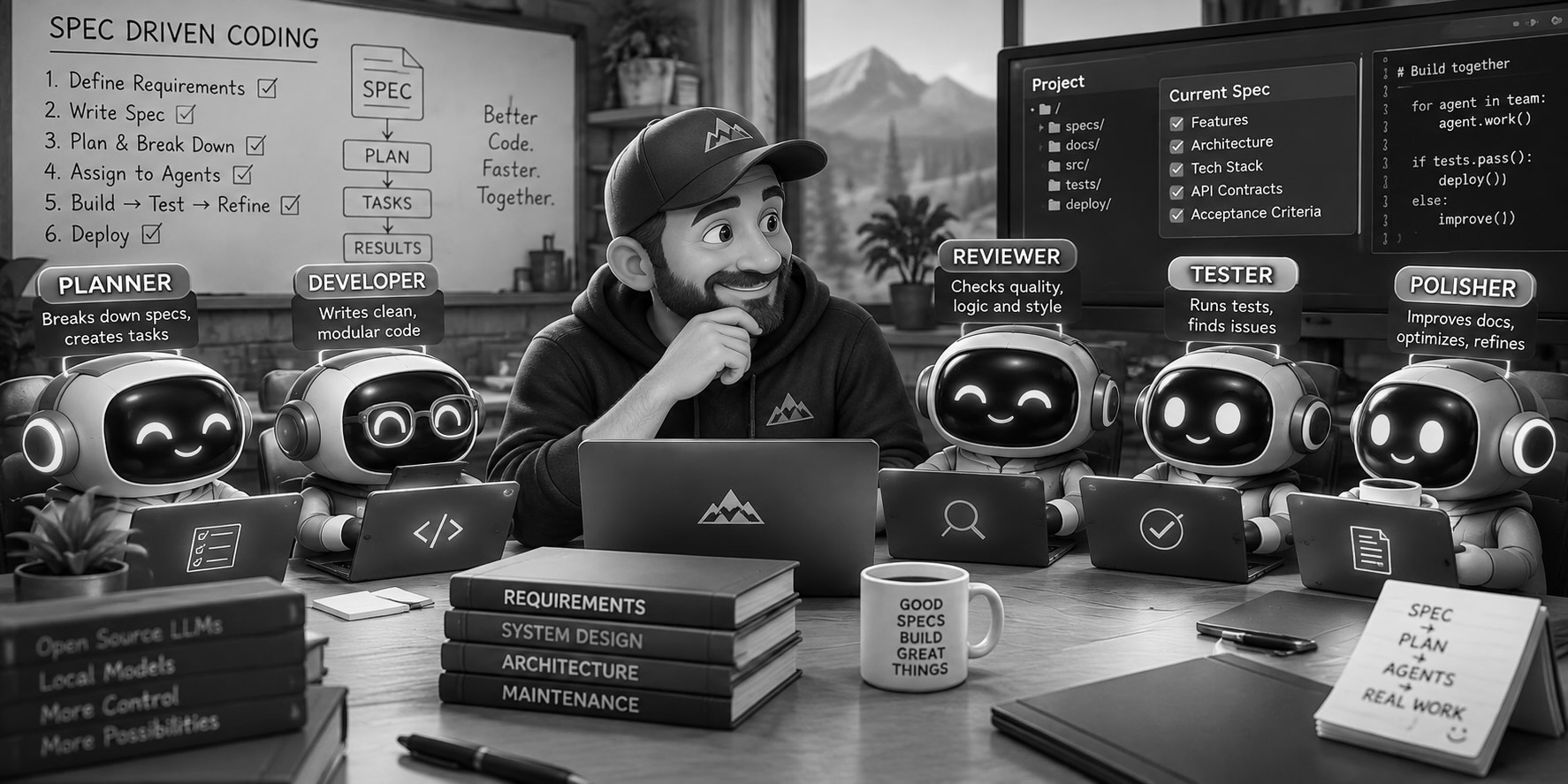 A software architect with his team of agentic developers